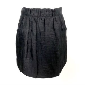 J Crew Black Linen Pleated Skirt 00